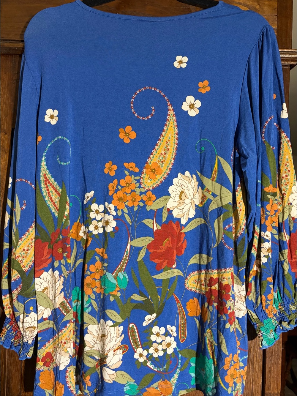 Johnny Was Royal Blue Floral Paisley Tunic - Picture 4 of 5